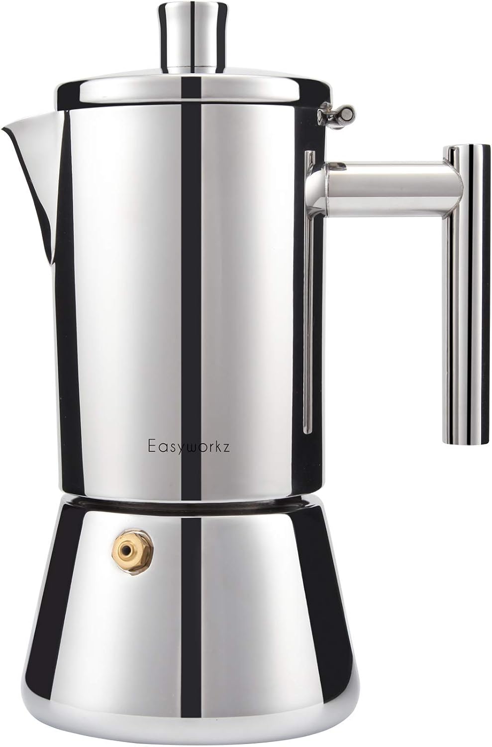 Easyworkz Diego Stovetop Espresso Maker Stainless Steel Italian Coffee Machine Maker 4Cup 6.8 oz Induction Moka Pot