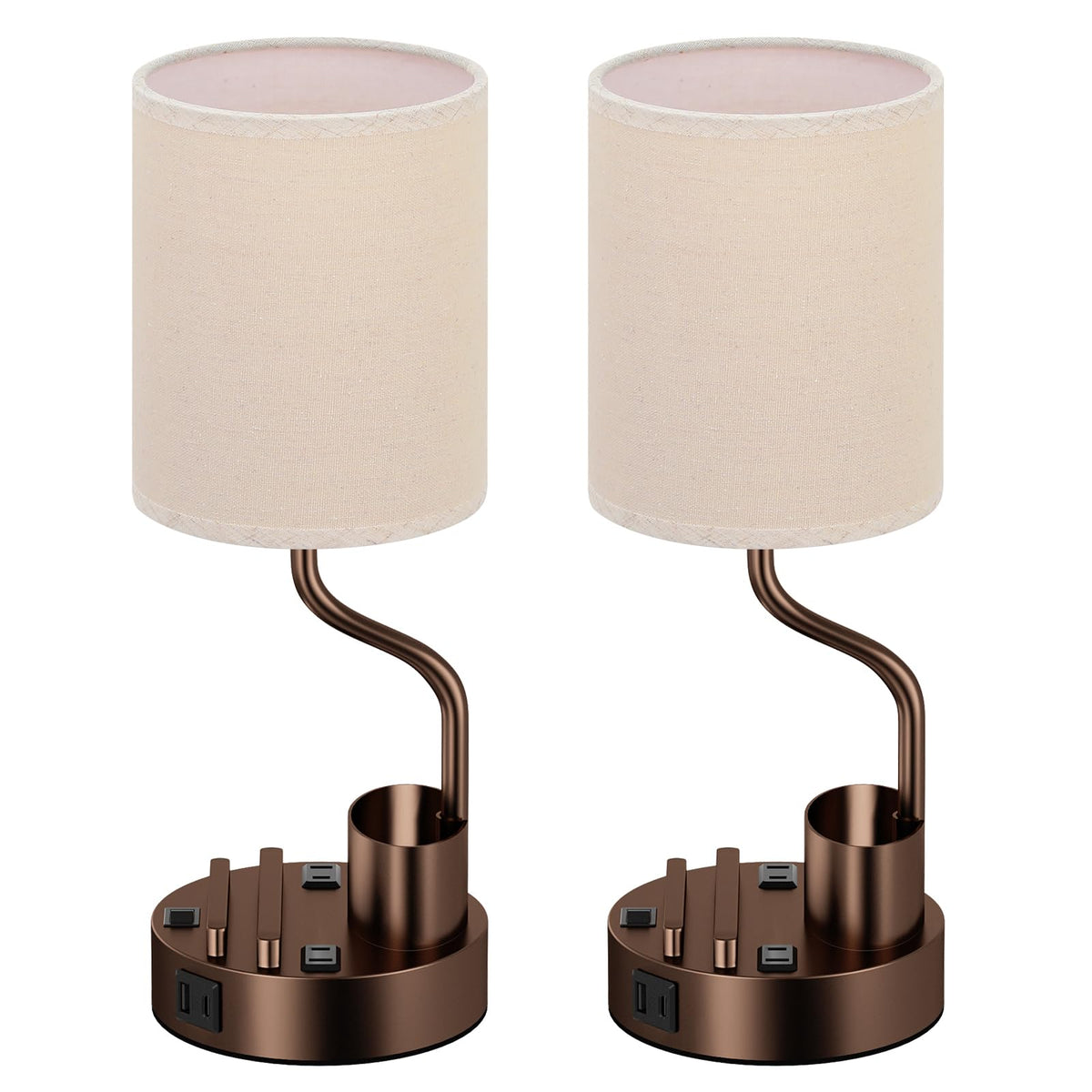 Fenmzee Bedside Lamps for Bedroom Set of 2 - Table Desk Lamp for Nightstand