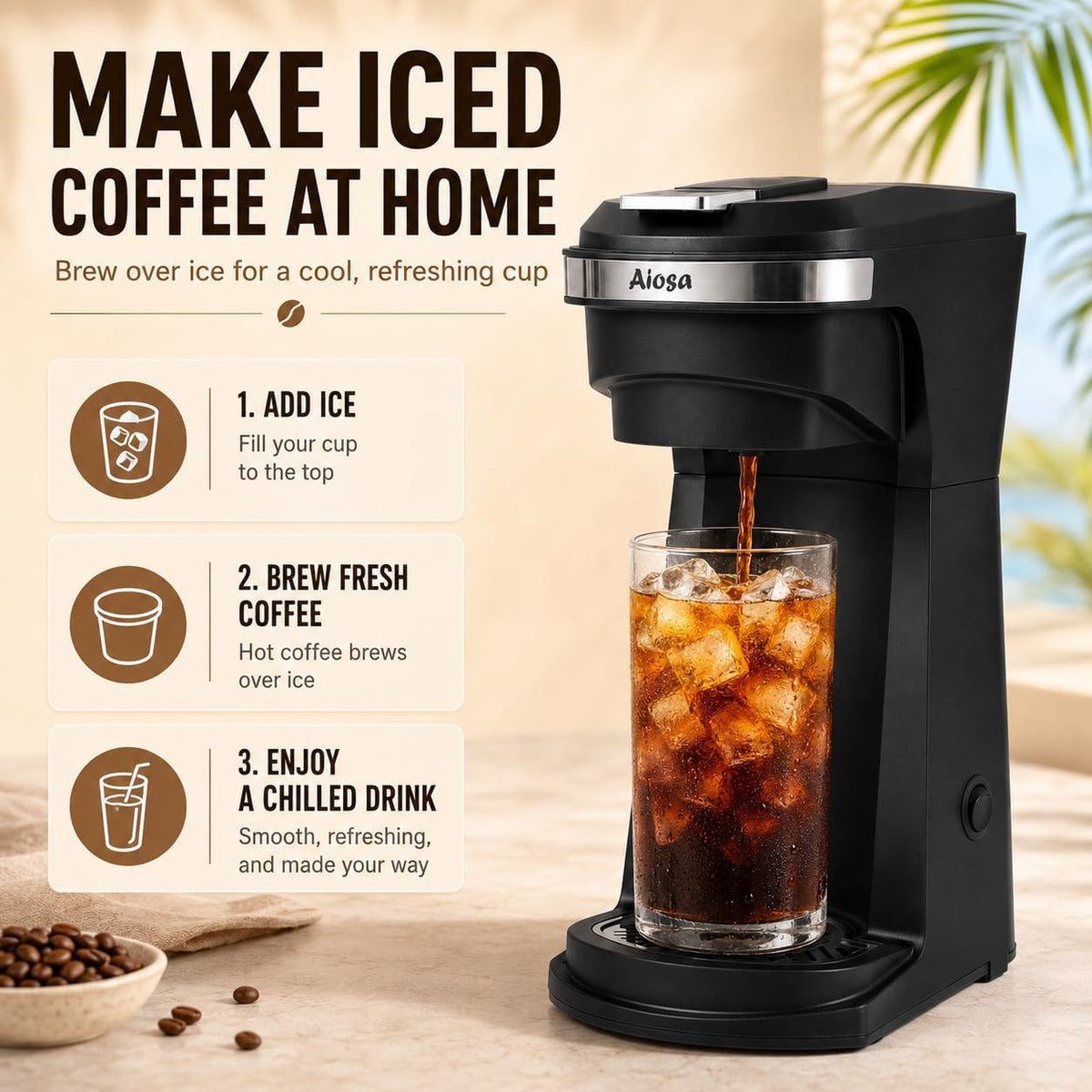 Single Serve Coffee Maker, KCup Pods & Ground Coffee