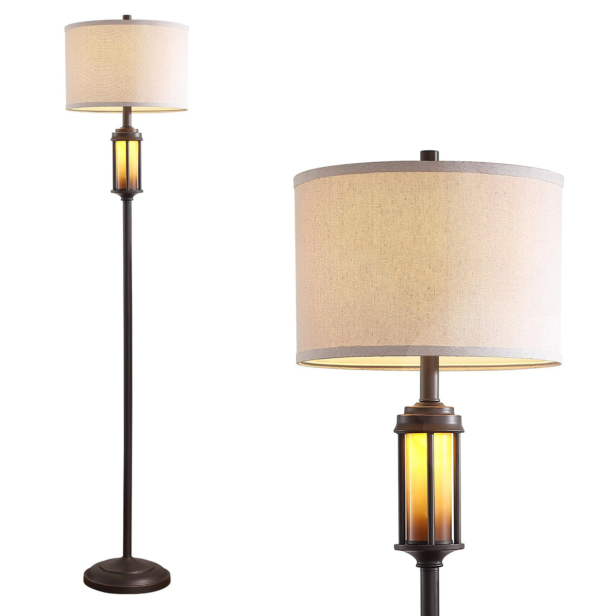 AIEAMPDO 65'' Farmhouse Floor Lamp for Living Room with 2 Light Sources