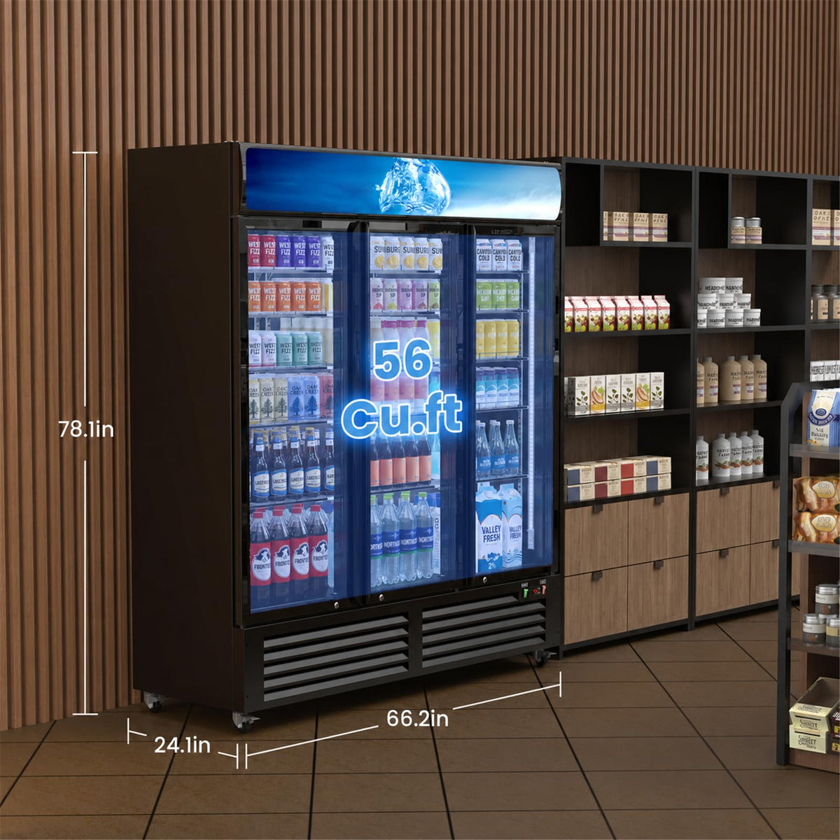 Commercial Refrigerators, 14.8 Cu.Ft Beverage Fridge with Glass Door