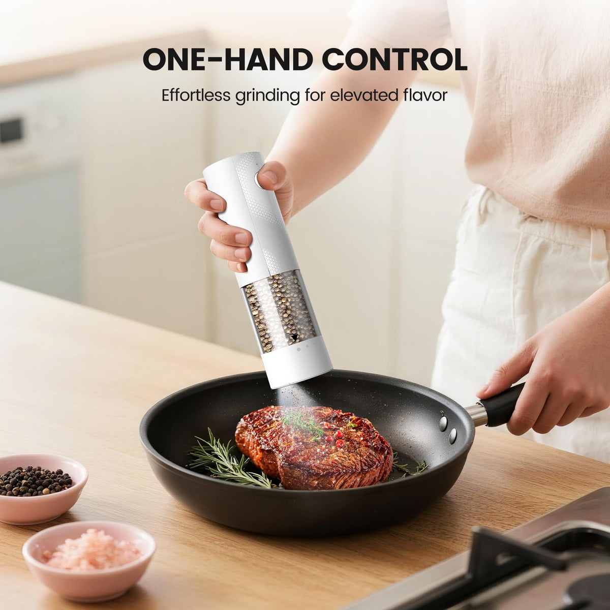 Electric Salt and Pepper Grinder Set - Rechargeable Automatic Salt and Pepper Shakers, Kitchen Appliances with External Adjustable Coarseness, Large Capacity, Housewarming Birthday Gifts for Women Men