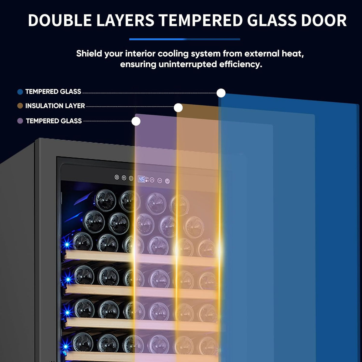 200 Bottle Upgrade Wine Cooler Refrigerator - 24 Inch Large Capacity Wine Fridge Built-In Freestanding, with Quiet Compressor, Professional Temperature Control & Wine Cellar - Black