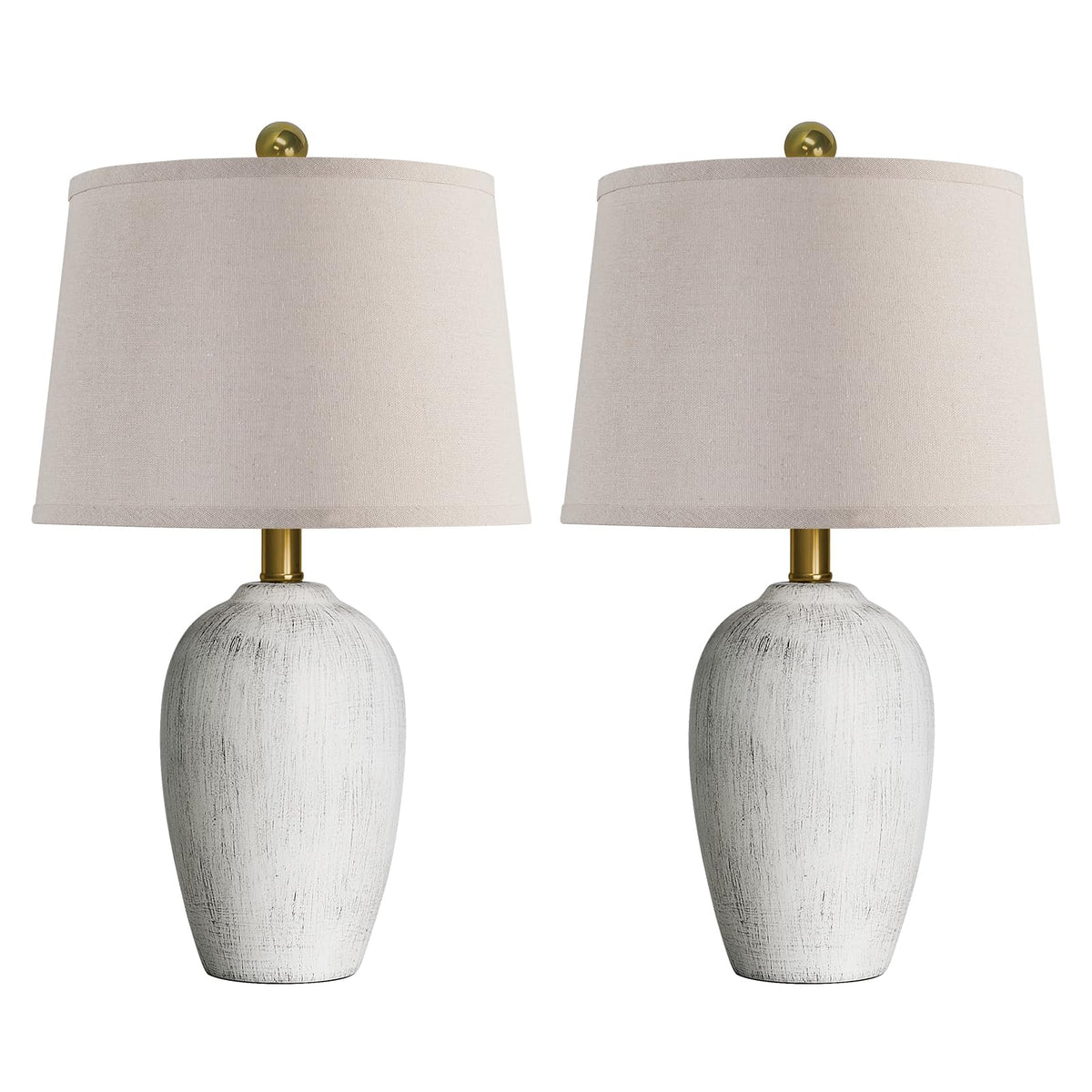 AIEAMPDO 21'' Set of 2 Farmhouse Ceramic Small Table Lamps for Living Room Bedroom, Nightstand Rustic Brown Desk Lamp for Bedside End Table Entryway, 2 LED Bulbs Included
