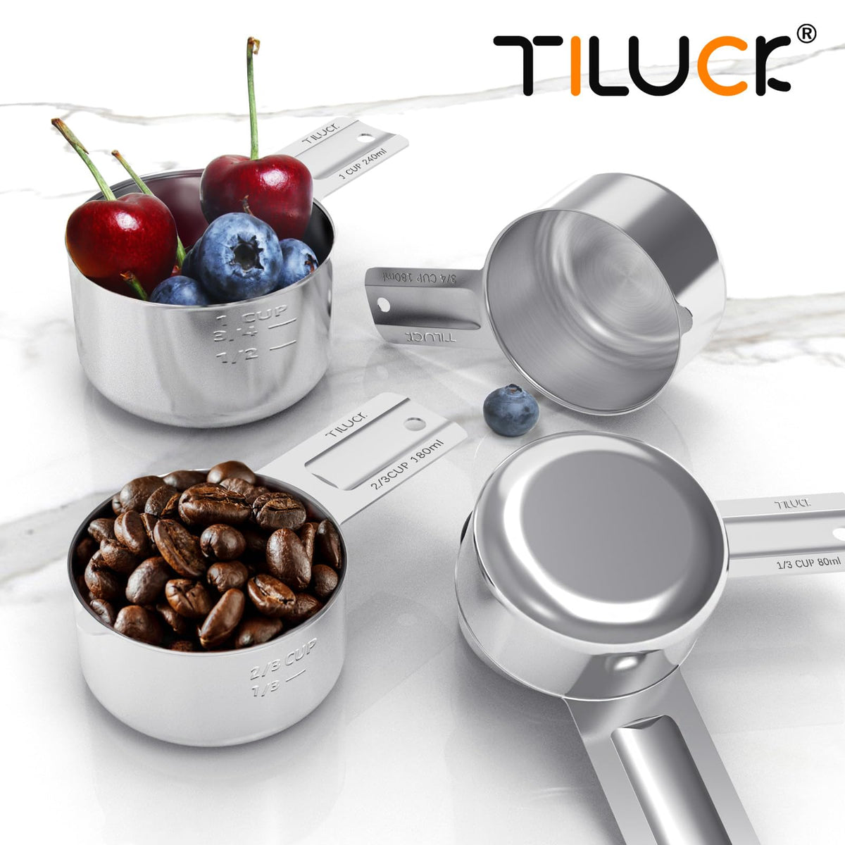 Stainless Steel Measuring Cups & Spoons Set, Cups and Spoons