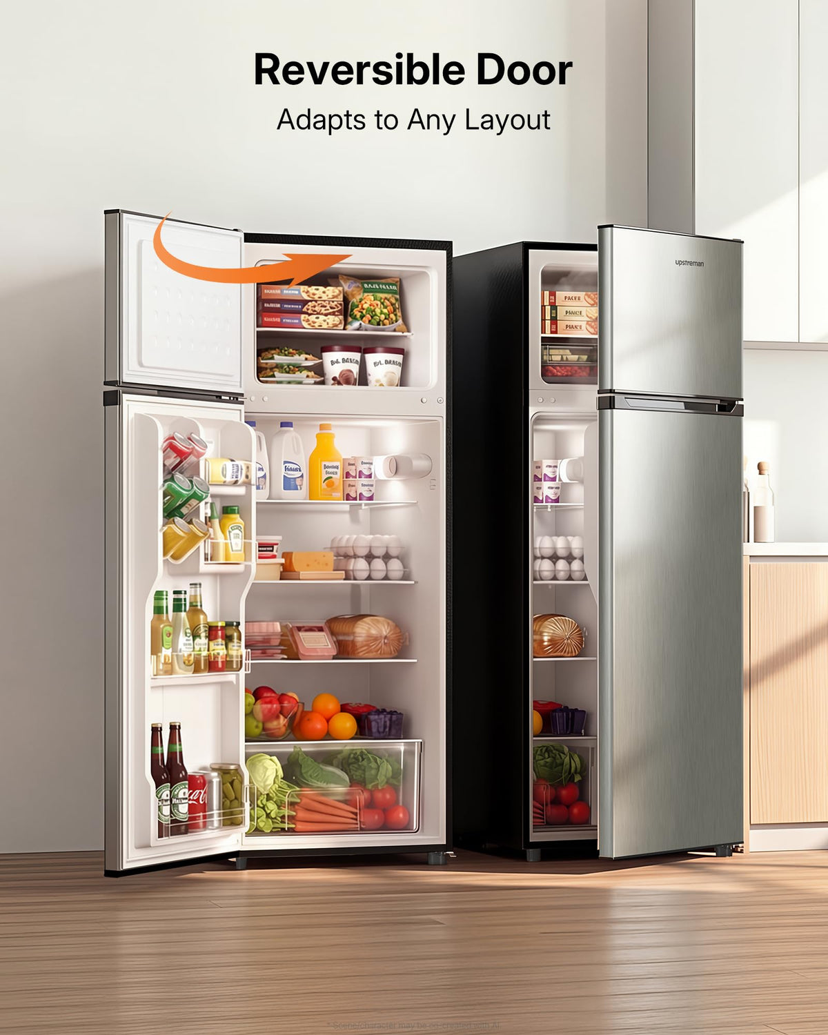 Upstreman 7.7 Cu.Ft. Refrigerator with Freezer Double Door Fridge