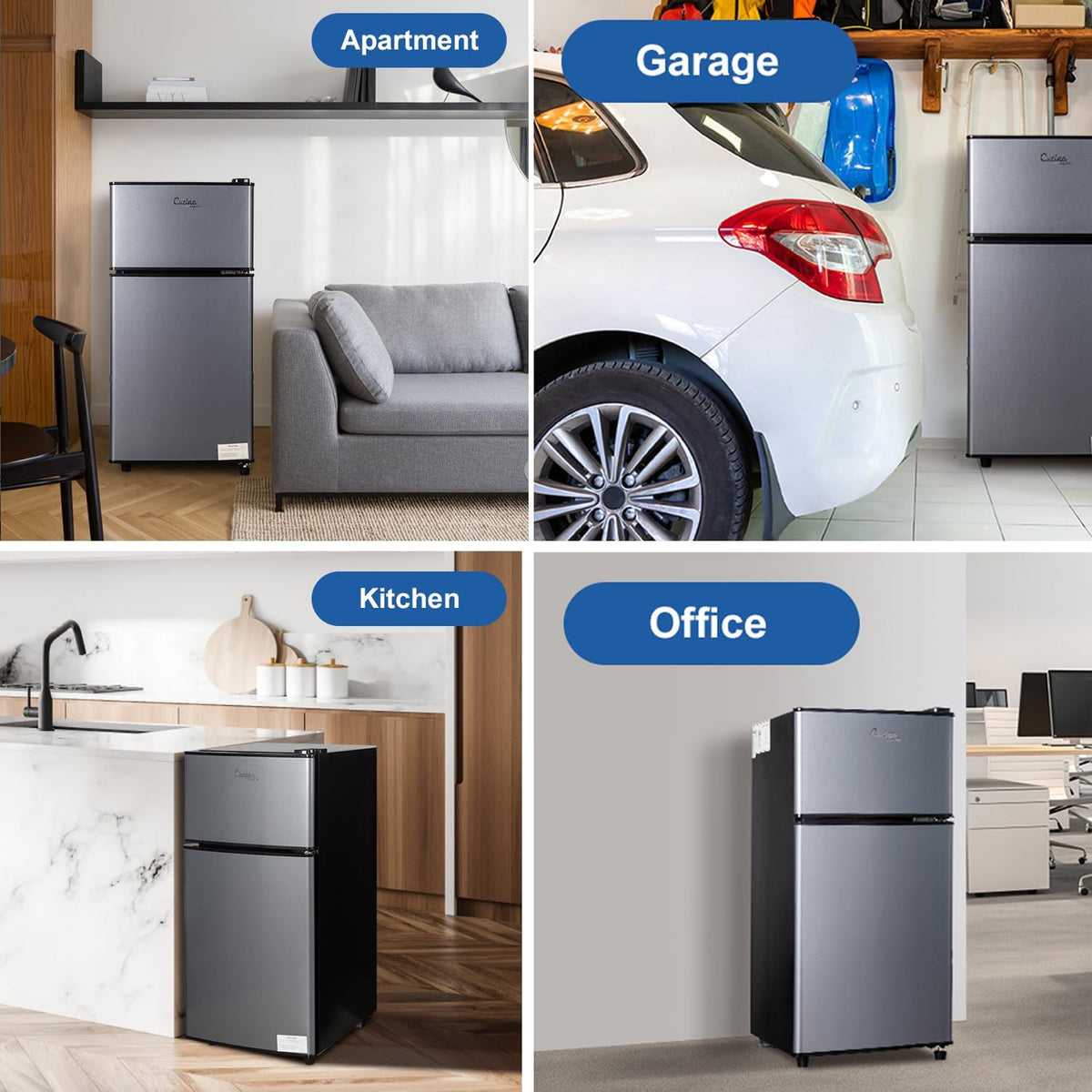 3.2 Cu.Ft Mini Fridge with Freezer, 7-Level Cooling Small Refrigerator