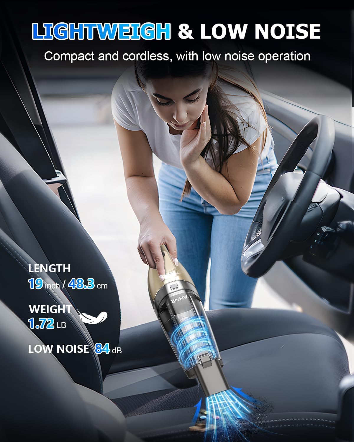 AHNR Handheld Vacuum Cordless Rechargeable, Hand Held Car Vacuum Cleaner