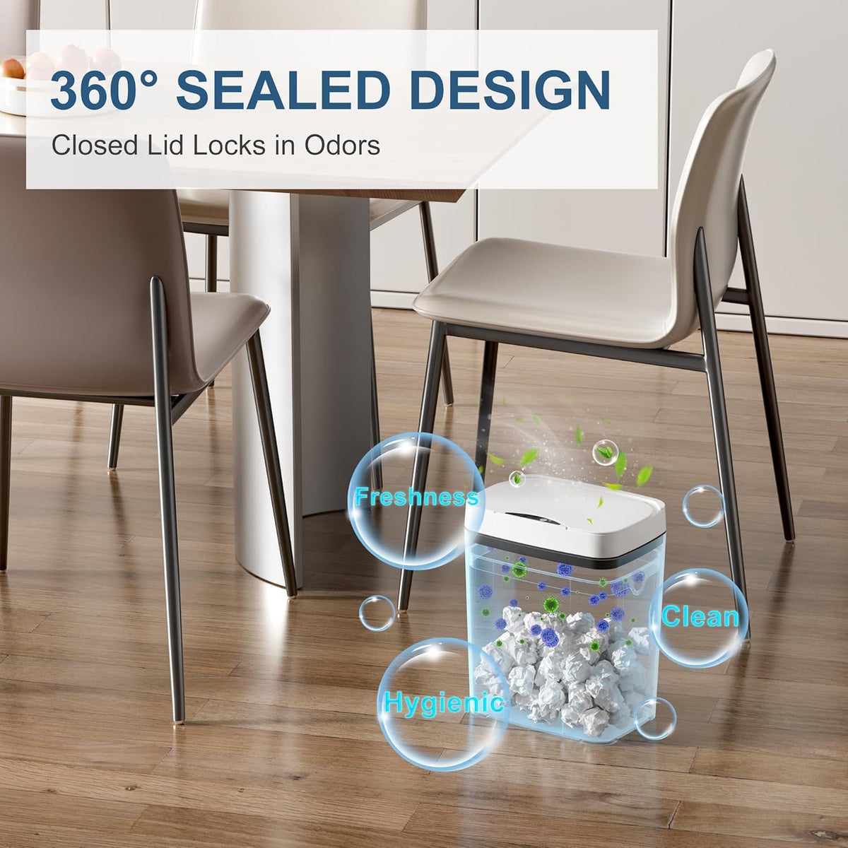 Vanpopubs 2 Pack 2.7 Gal Bathroom Trash Can with Lid, Automatic Trash Can Small Smart Garbage Can Touchless, Slim Motion Sensor Waterproof Plastic Trash Bins for Bedroom Office Kitchen Toilet, White