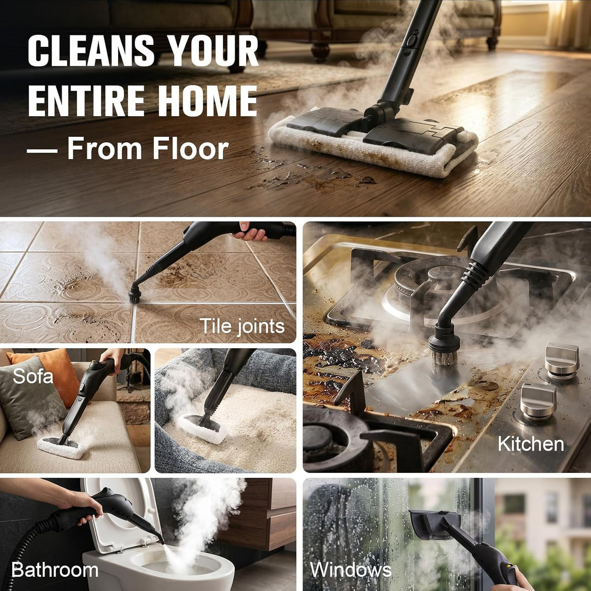 Waitbird Multi-Purpose Steam Cleaner, 4.5Bar 300°F Steamer for Tile & Grout
