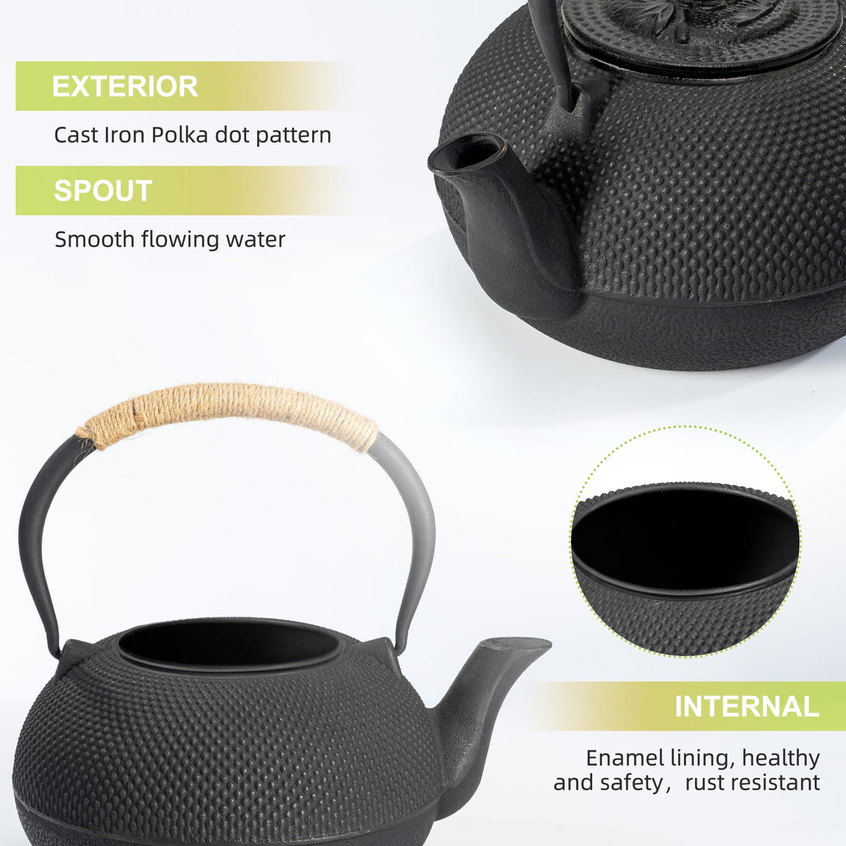 Japanese Tetsubin Tea Kettle Cast Iron Teapot with Stainless Steel Infuser 30 oz/900 ml