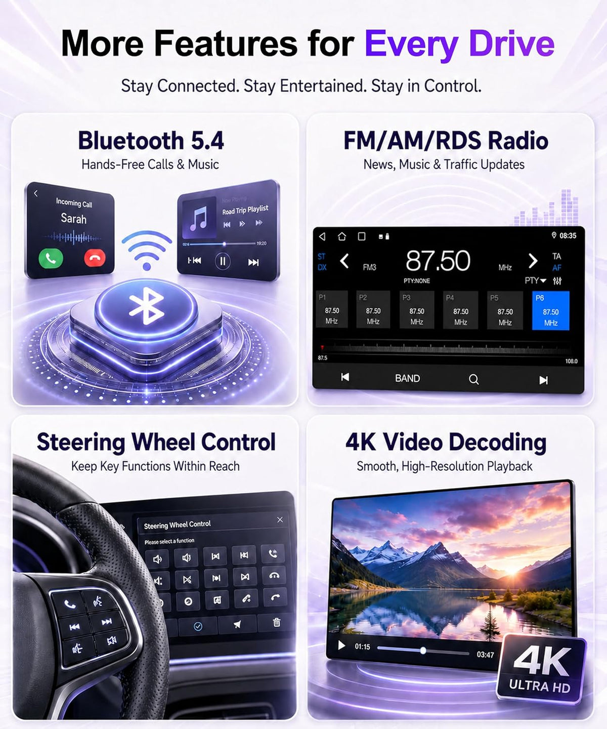 4+64GB Car Stereo for Ford Mustang 2001-2004 with CarPlay