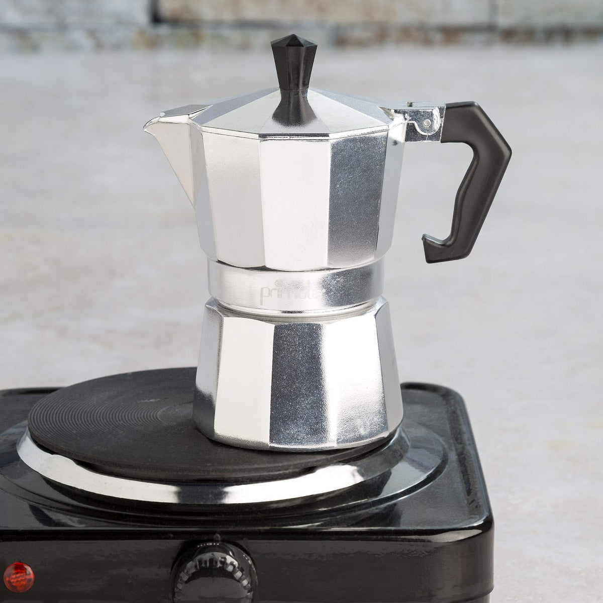 Primula Classic Stovetop Espresso and Coffee Maker, Moka Pot for Italian and Cuban Café Brewing, Greca Coffee Maker, Cafeteras, 9 Espresso Cups, Silver