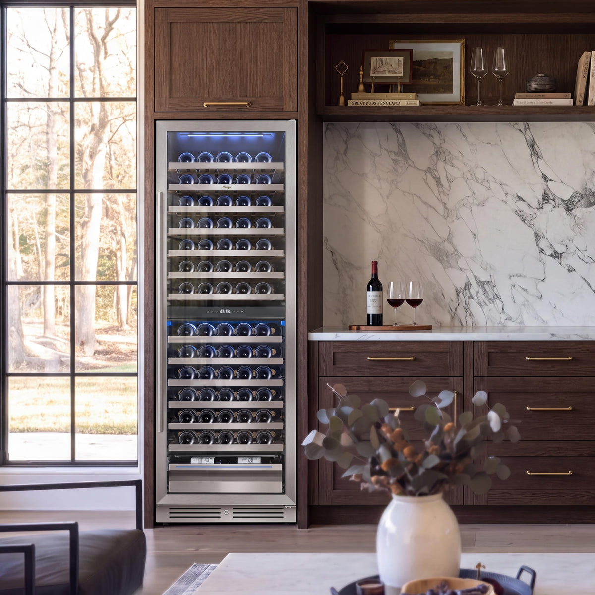 Yeego 24 Inch Dual Zone Wine Fridge with 52 Bottle