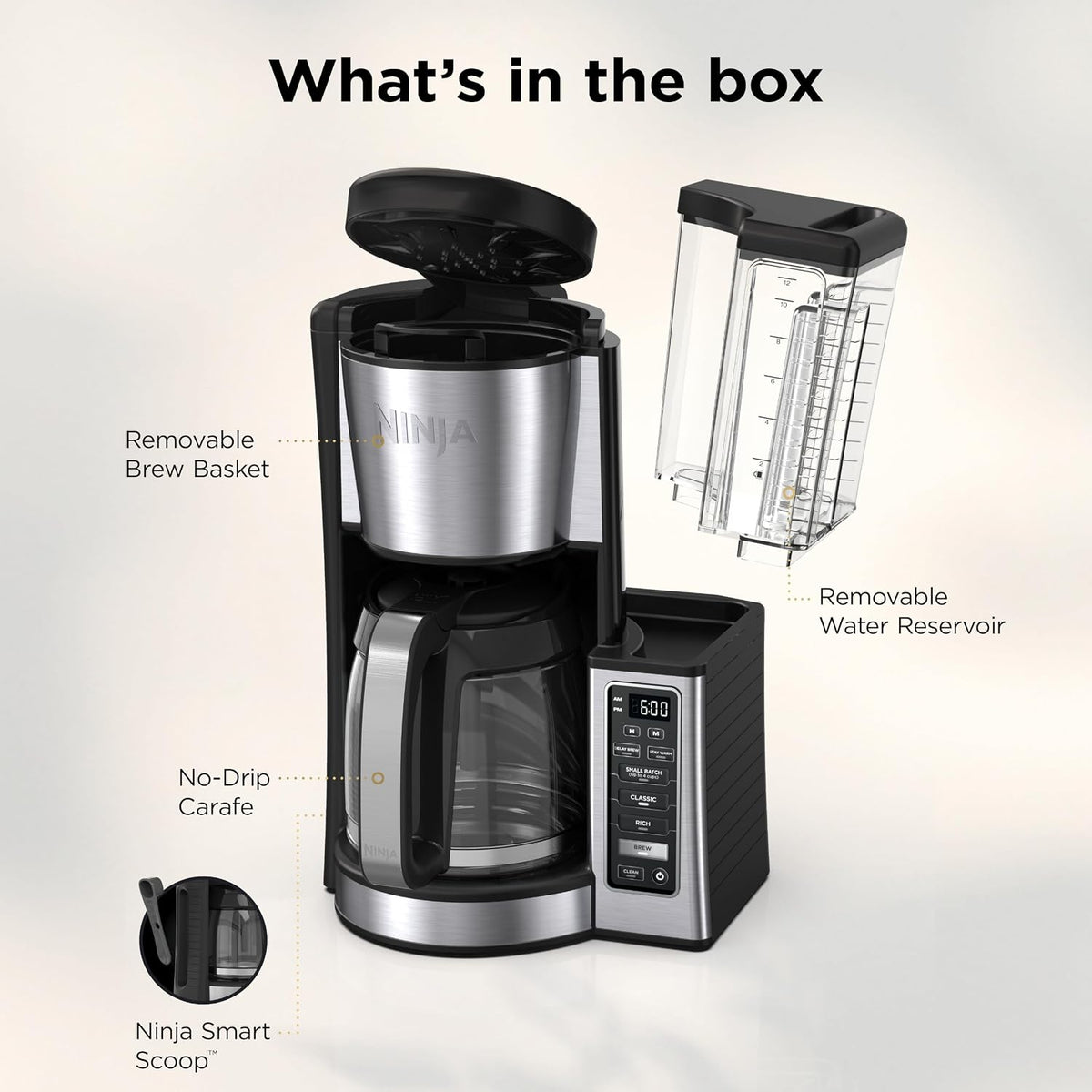 Ninja Fresh Brew Coffee Maker, 12 Cup Glass Carafe, Stainless Steel, CE251