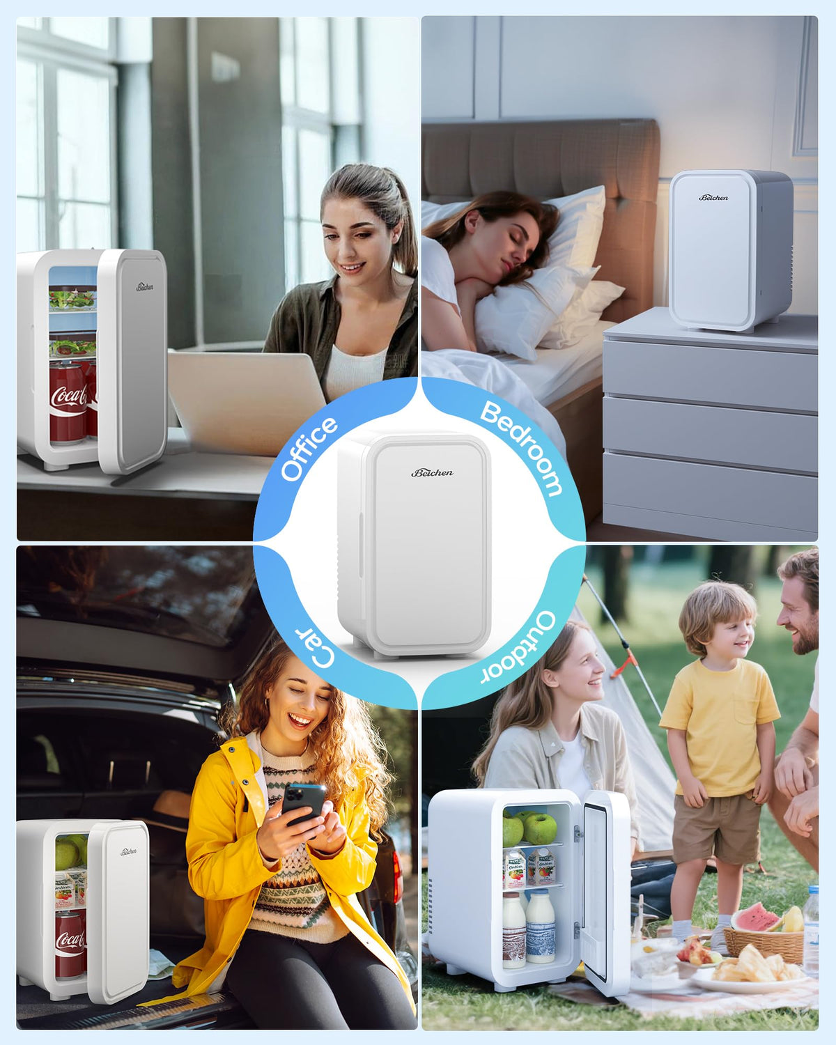 Mini Fridge,6 Liter / 8 Can Small Fridge for Bedroom, Car, Office