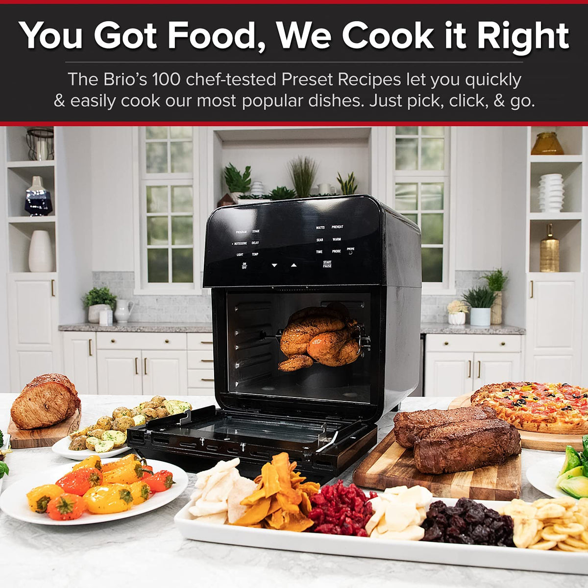 NUWAVE Brio Air Fryer Smart Oven, 15.5-Qt X-Large Family 15.5QT Brio, Black