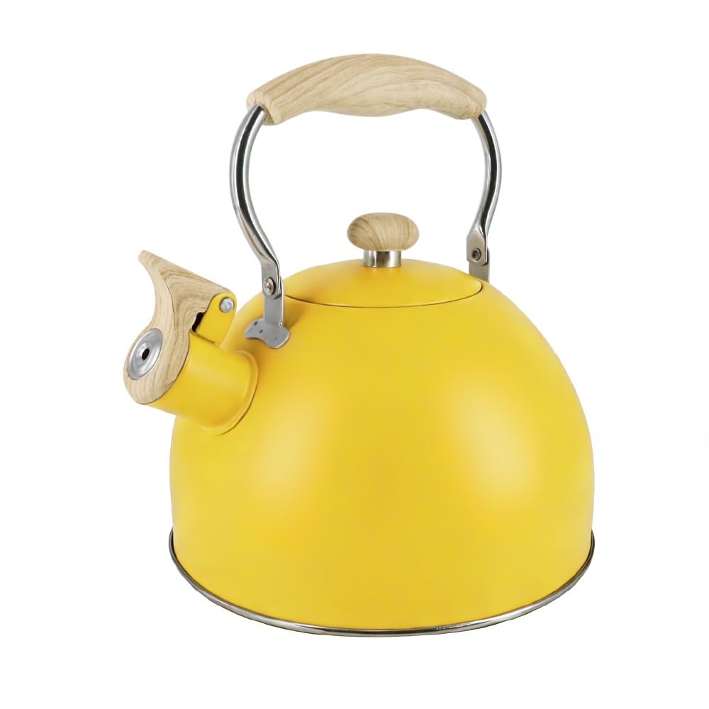 Lily's Home 2 Quart Stainless Steel Whistling Tea Kettle, the Perfect Stovetop Tea and Water Boilers for Your Home, Dorm, Condo or Apartment. (Blue)