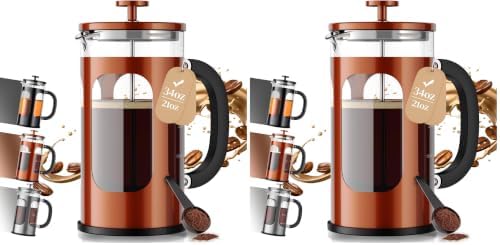 Veken 34oz French Press Coffee Maker, No Plastic Touching Cafe,1 L Cafetera