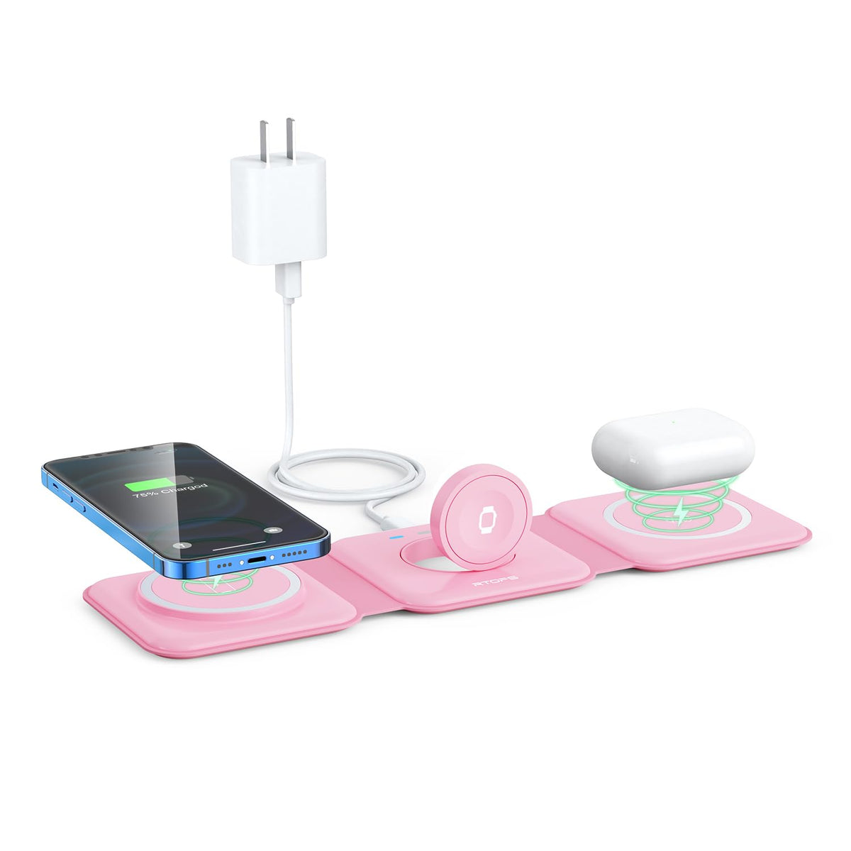 3 in 1 Wireless Charging Station for Apple,Foldable Magnetic Travel Charger