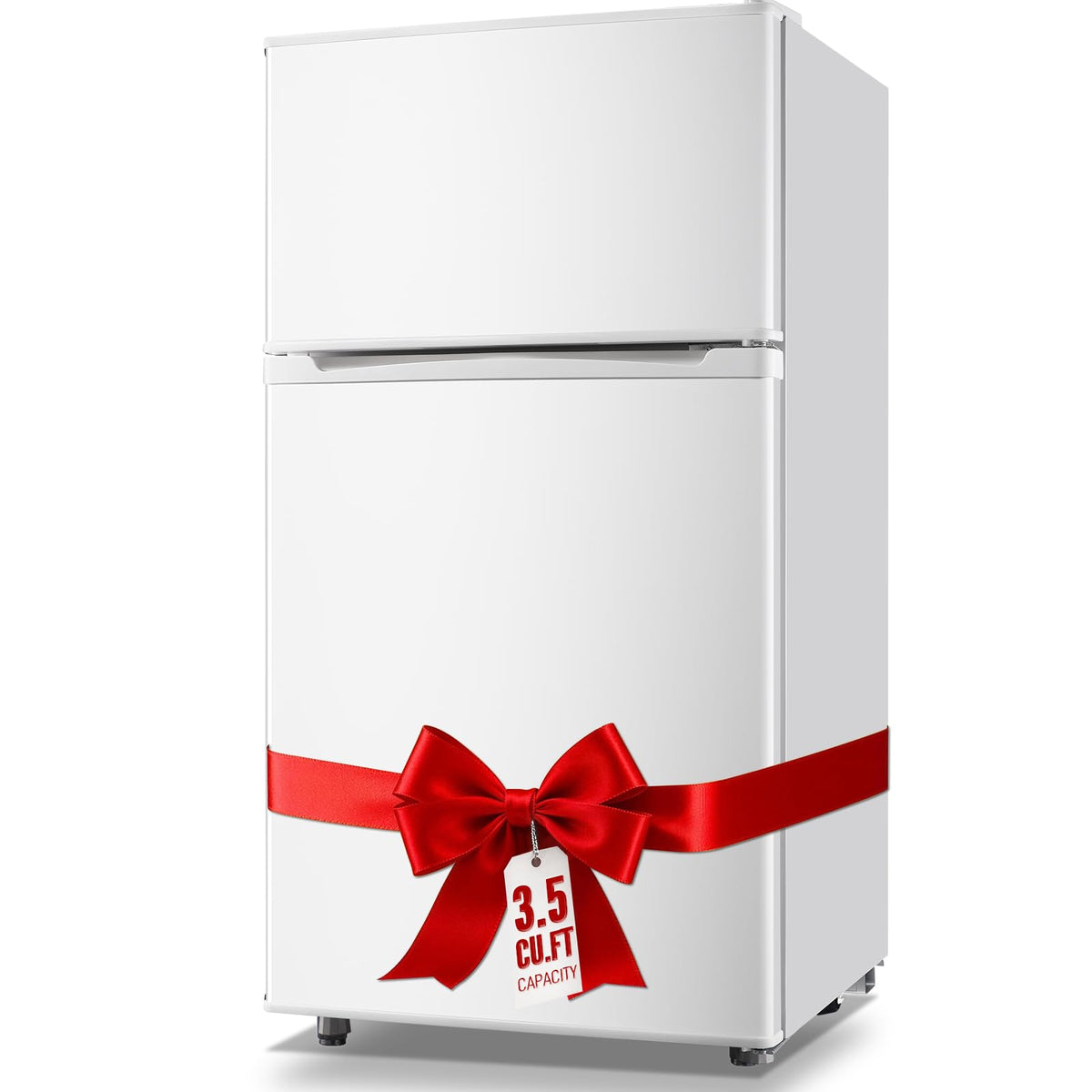 Mini Fridge with Freezer, 3.5 cubic feet 2- Doors Small Refrigerator Features 7 Gear Mechanical Control, Side Bottle Rack, Ideal for Dorm, Kitchen, Apartment, Office, Silver