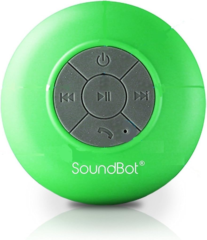 Soundbot® Waterproof Shower Speaker HD Water Resistant Bluetooth Handsfree Portable with Loud Clear Sounds 6+hrs of Playtime, Wireless Suction Cup Small Durable for Outdoors Travel Home SB510 (Black)