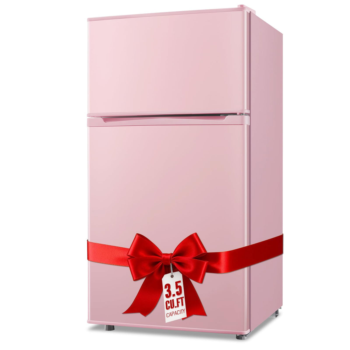 Mini Fridge with Freezer, 3.5 cubic feet 2- Doors Small Refrigerator Features 7 Gear Mechanical Control, Side Bottle Rack, Ideal for Dorm, Kitchen, Apartment, Office, Silver
