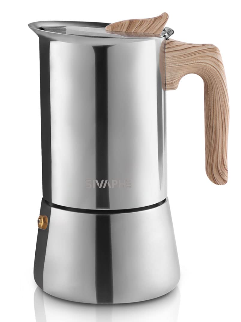 Sivaphe4 cups Stainless Steel Stovetop Espresso Coffee Maker | Induction Support 10 oz Intalian Moka Pot | Durable Cuban Coffee Maker 200ml(1 Cup=50ml)