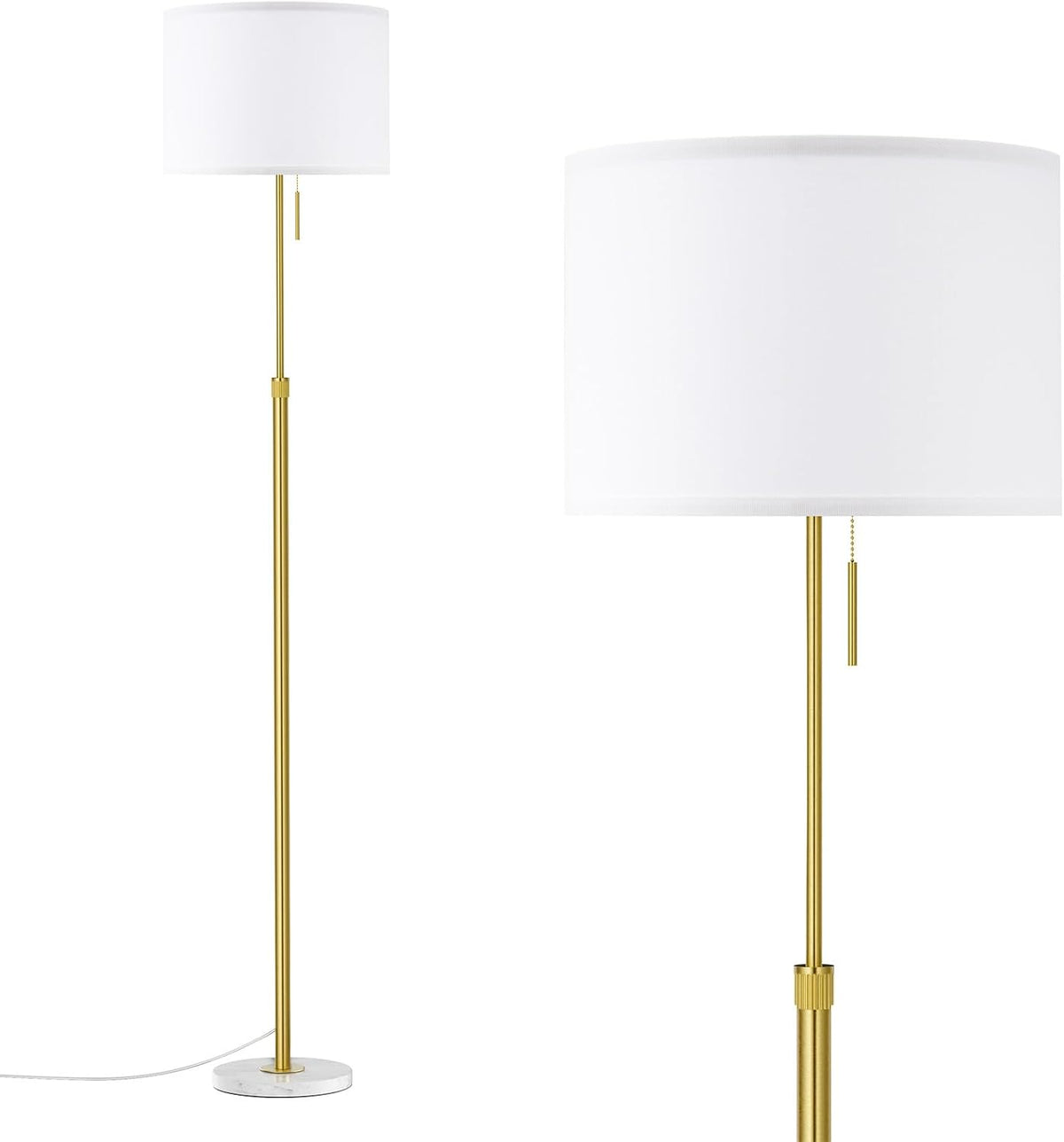 Modern Floor Lamp Simple Design with White Shade & Foot Pedal Switch