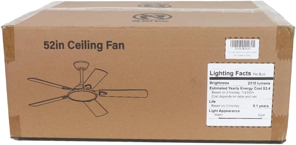 OJX 52 Inch Ceiling Fans with Lights and Remote/APP Control