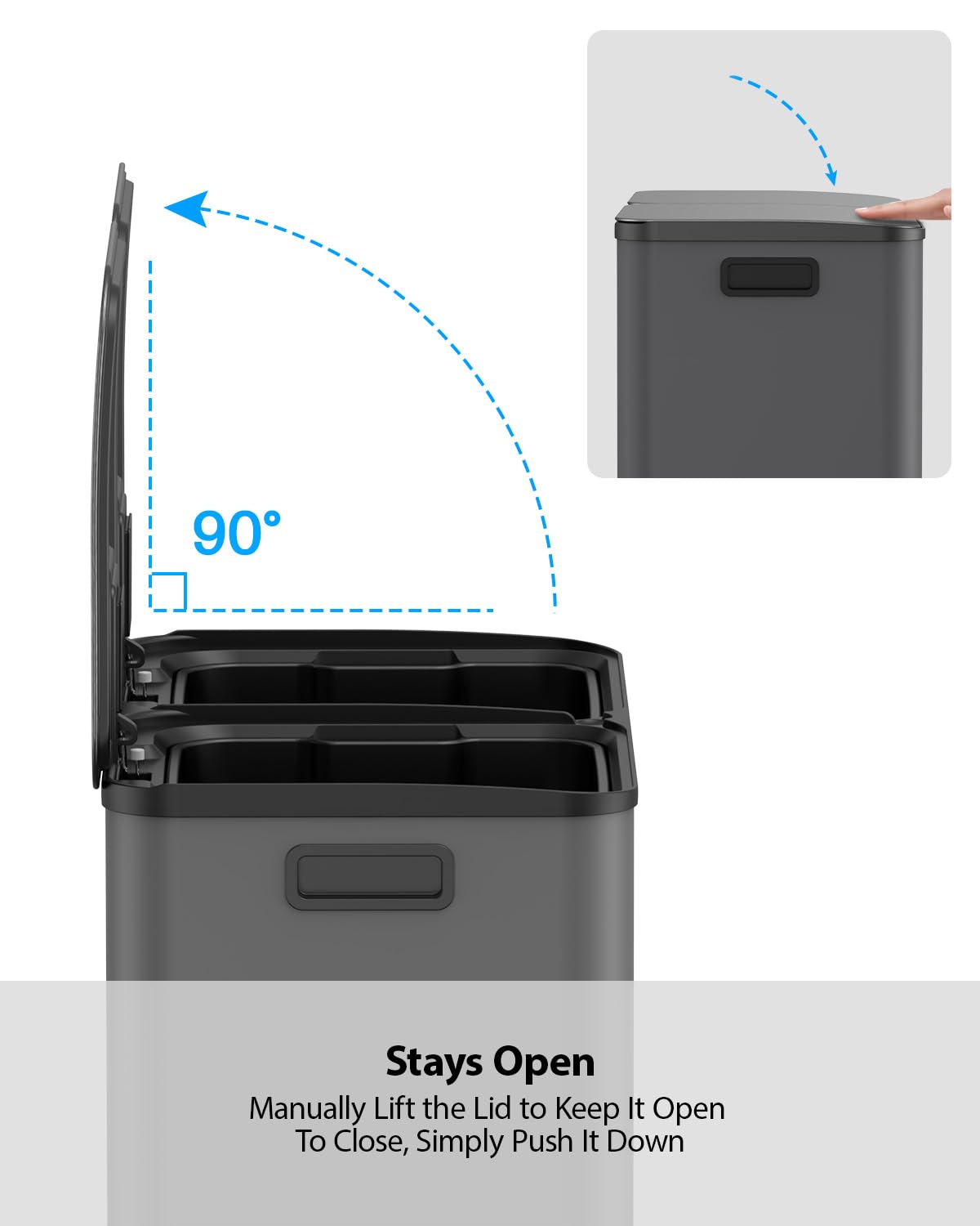 Lovewind Dual Trash and Recycling Bins for Kitchen, 2 * 11-Gallon Stainless Steel Double Trash Can, Step-On Garbage and Recycle Combo, Quiet Close, Pet-Proof, Compatible with 13-Gallon Bags, White