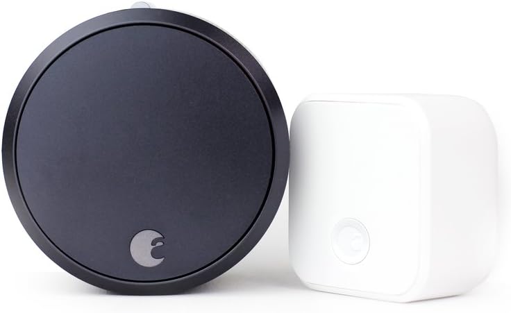 August Home Smart Lock Pro + Connect Hub - Wi-Fi Smart Lock for Keyless Entry - Works with Alexa, Google Assistant, and more – Dark Gray