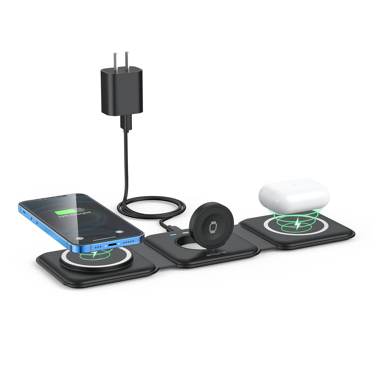 3 in 1 Wireless Charging Station for Apple,Foldable Magnetic Travel Charger