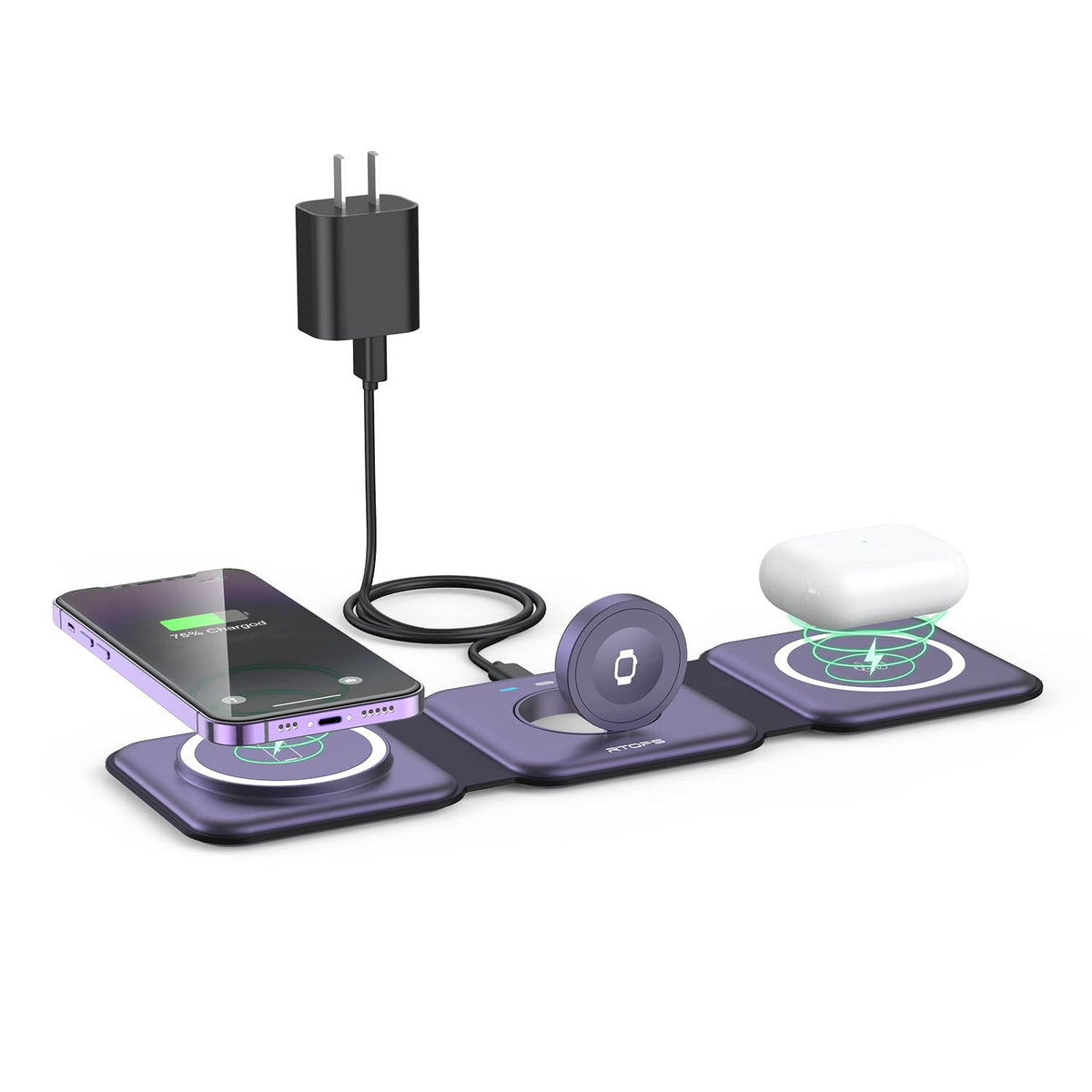 3 in 1 Wireless Charging Station for Apple,Foldable Magnetic Travel Charger