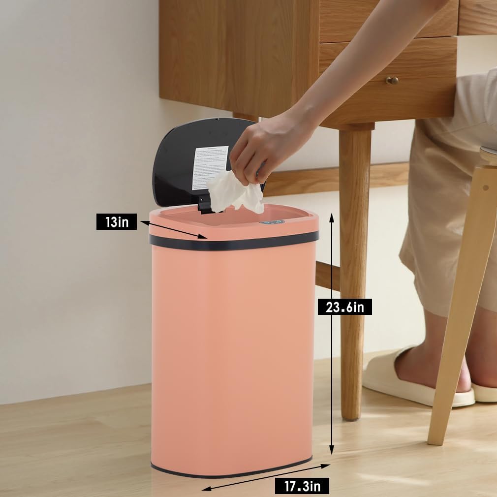 BestOffice | 13 Gallon Stainless Steel Trash Can with Lid | Steel