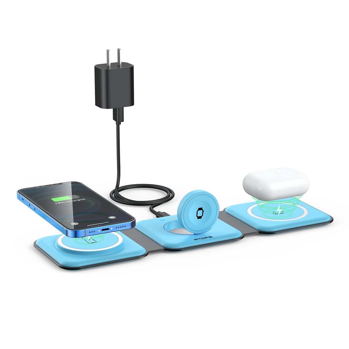 3 in 1 Wireless Charging Station for Apple,Foldable Magnetic Travel Charger