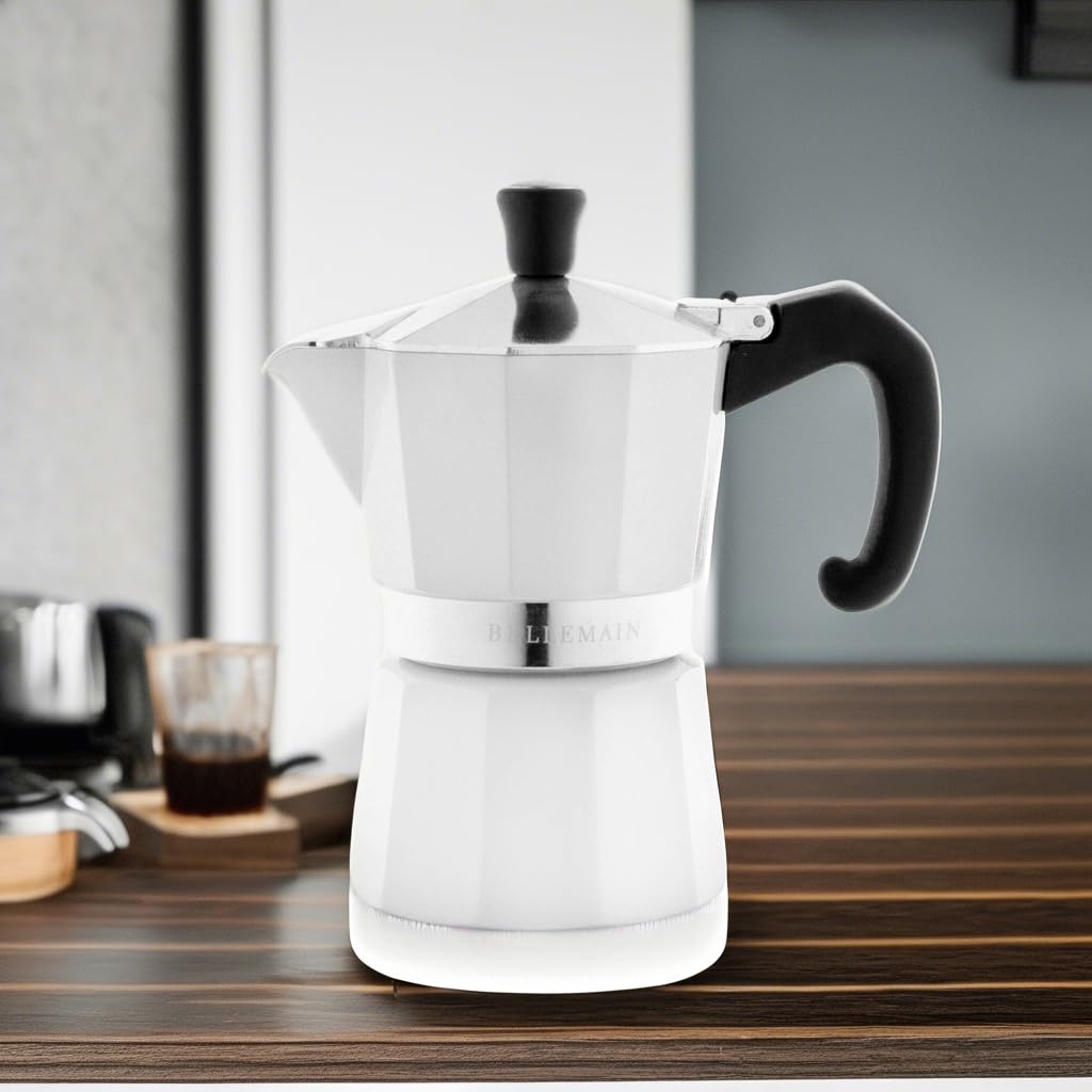 Bellemain Stovetop Espresso Maker, Italian Moka Pot, 6-Cup Silver
