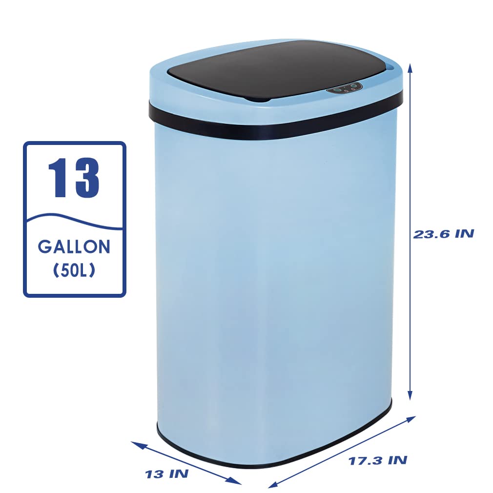 BestOffice | 13 Gallon Stainless Steel Trash Can with Lid | Steel