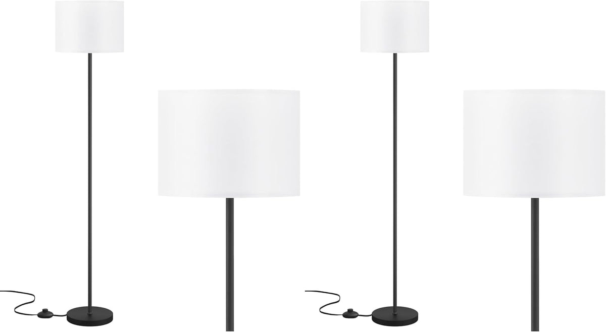 Modern Floor Lamp Simple Design with White Shade & Foot Pedal Switch