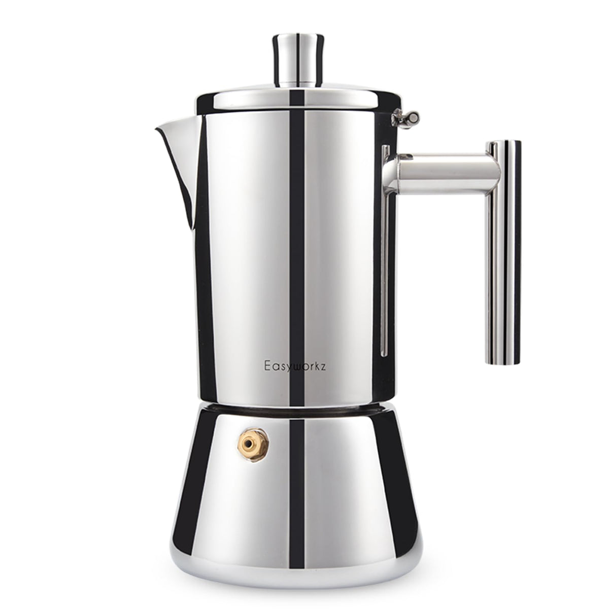 Easyworkz Diego Stovetop Espresso Maker Stainless Steel Italian Coffee Machine Maker 4Cup 6.8 oz Induction Moka Pot