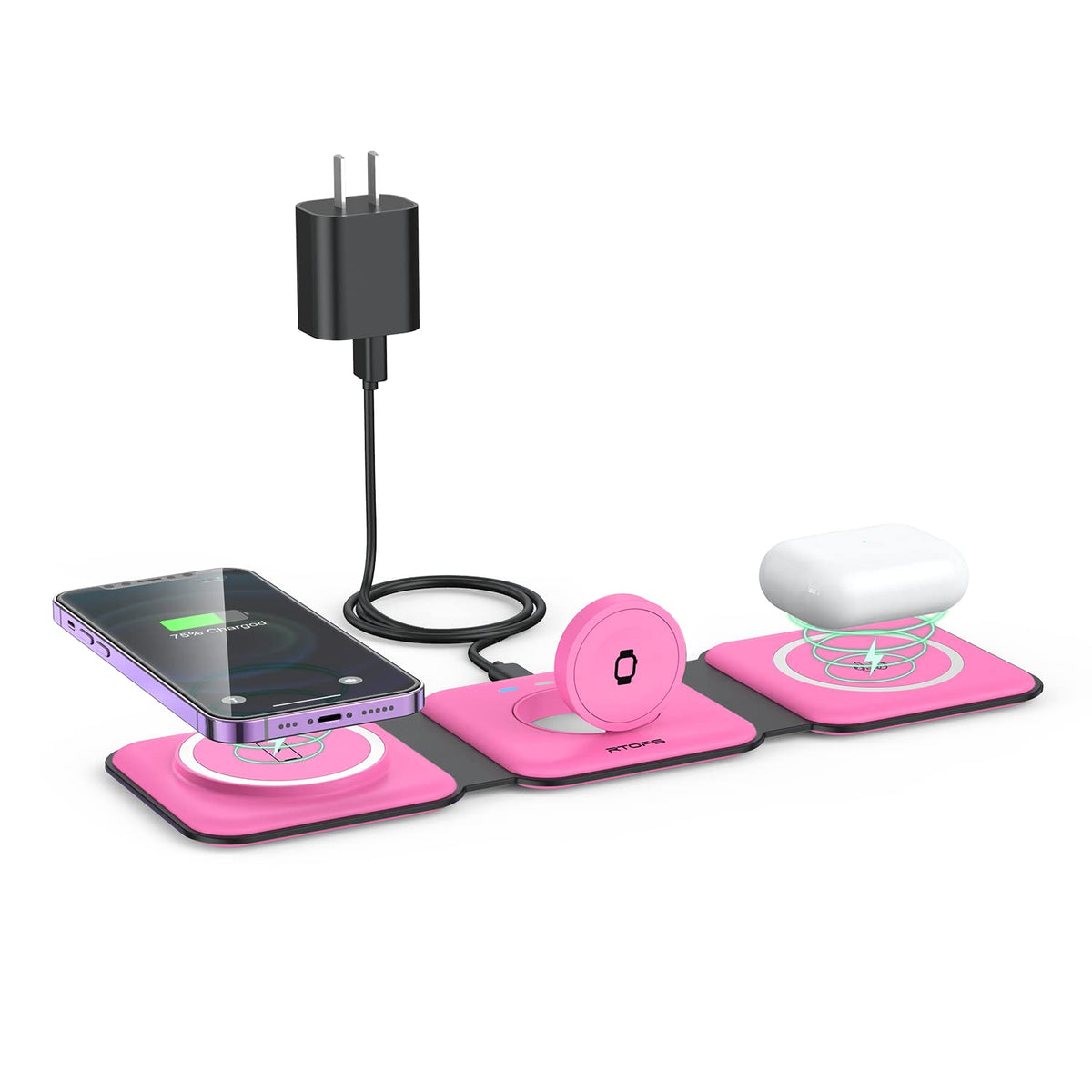 3 in 1 Wireless Charging Station for Apple,Foldable Magnetic Travel Charger