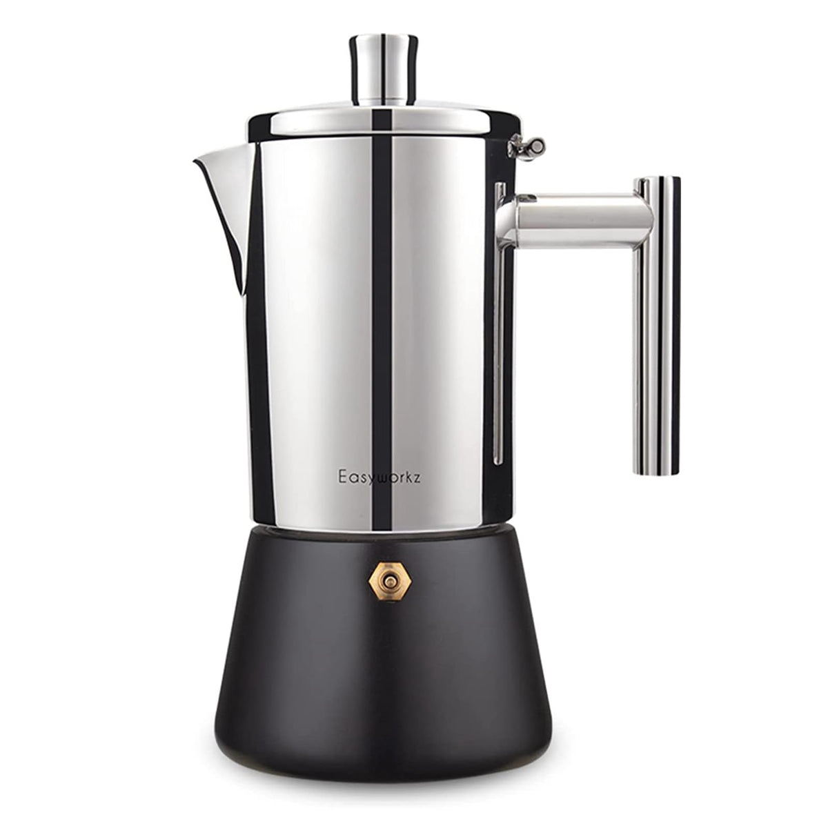 Easyworkz Diego Stovetop Espresso Maker Stainless Steel Italian Coffee Machine Maker 4Cup 6.8 oz Induction Moka Pot