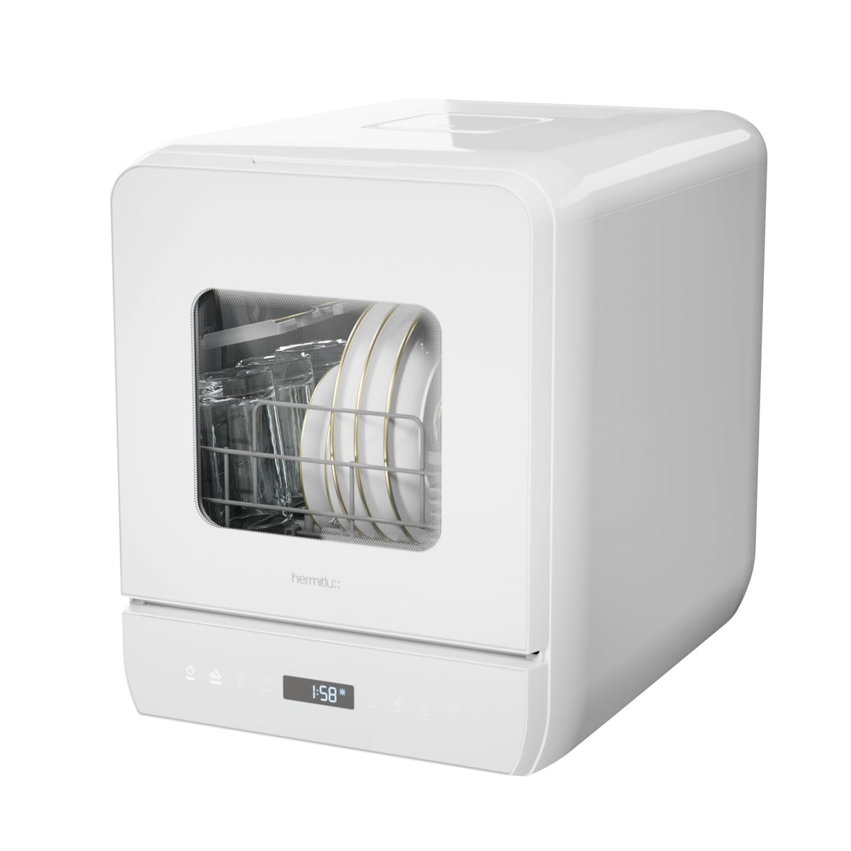 Hermitlux Countertop Dishwasher, 5 Place Settings Portable Dishwashers Mini