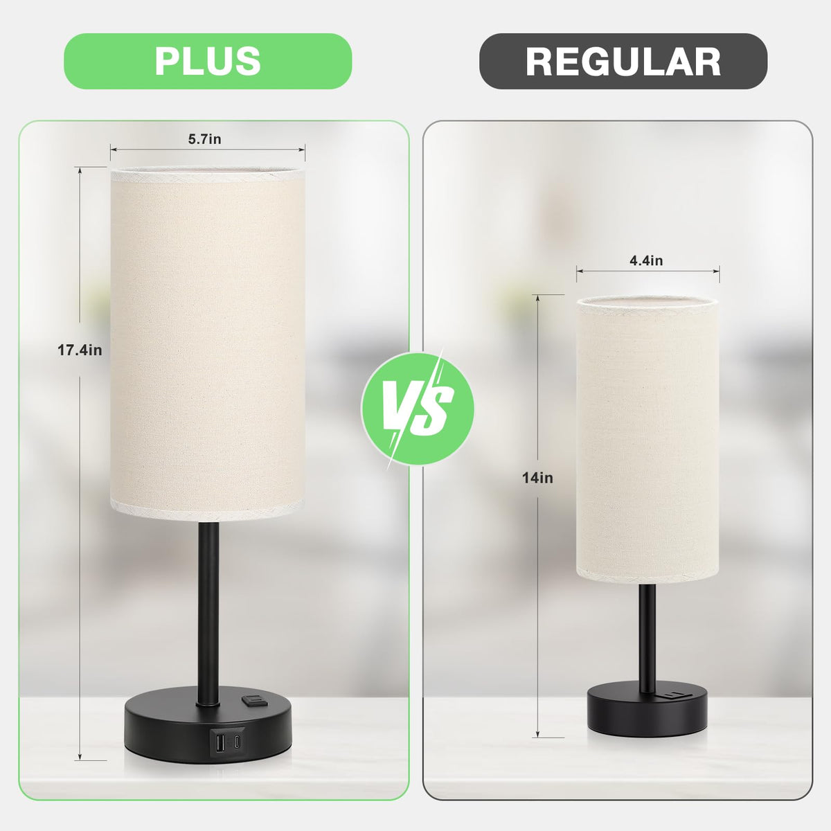 Dicoool Bedside Table Lamp for Bedroom - 3-Way Dimmable Touch Lamp, USB A+C