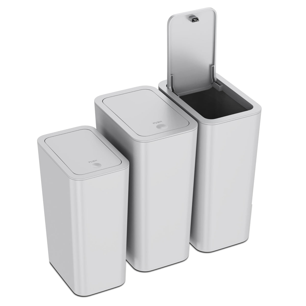 N. NETDOT 3 Pack 10L / 2.6 Gallon Small Trash Can with Lid, Bathroom Garbage Can with Pop-Up Lid, Waste Basket for Bathroom, Kitchen, Bedroom, Powder Room, Craft Room, Office, College (Off White)