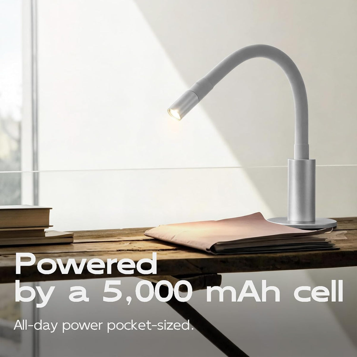 V4Light Reading Lamp, Rechargeable Gooseneck Desk Lamp, Focused LED Light