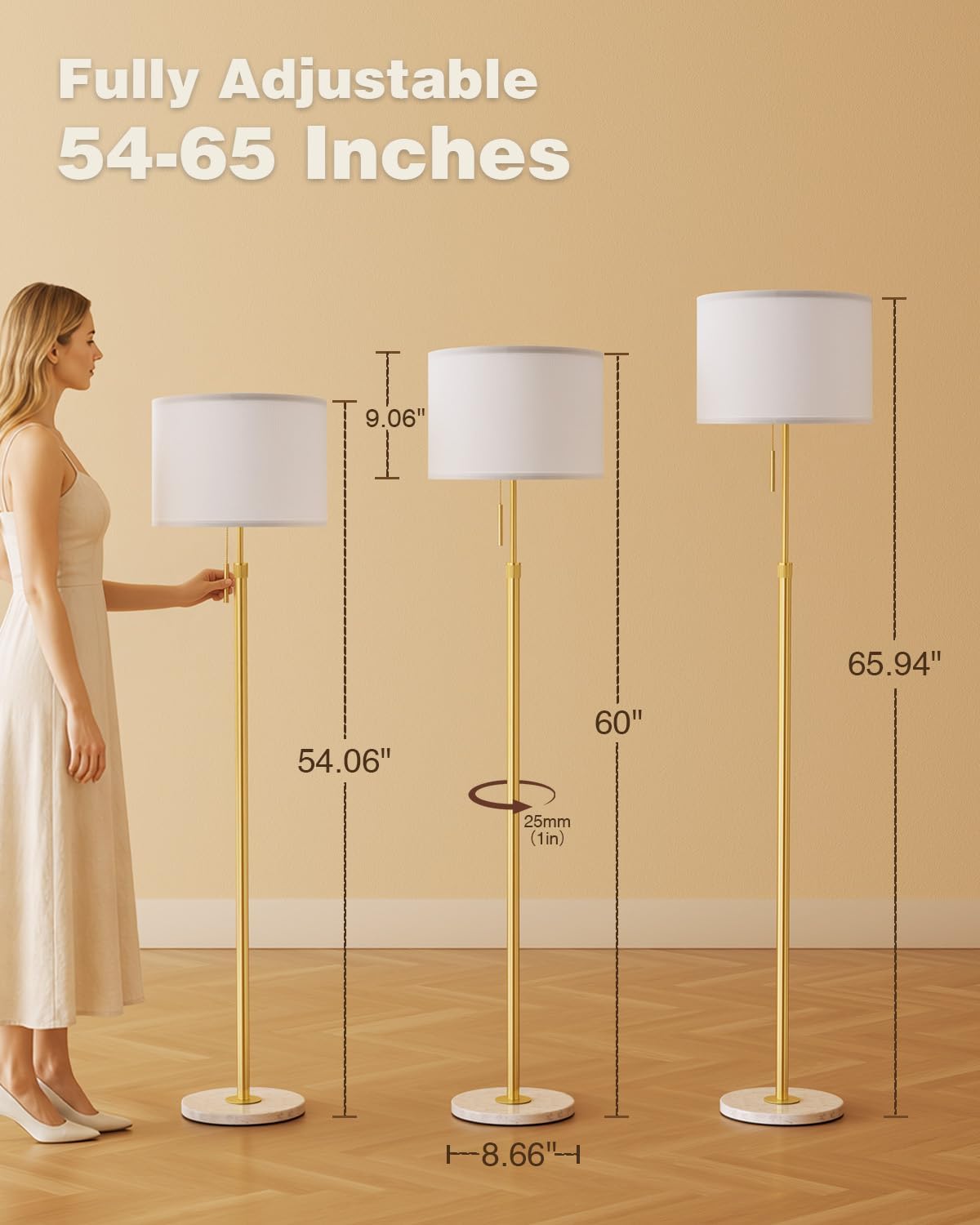 Modern Floor Lamp Simple Design with White Shade & Foot Pedal Switch