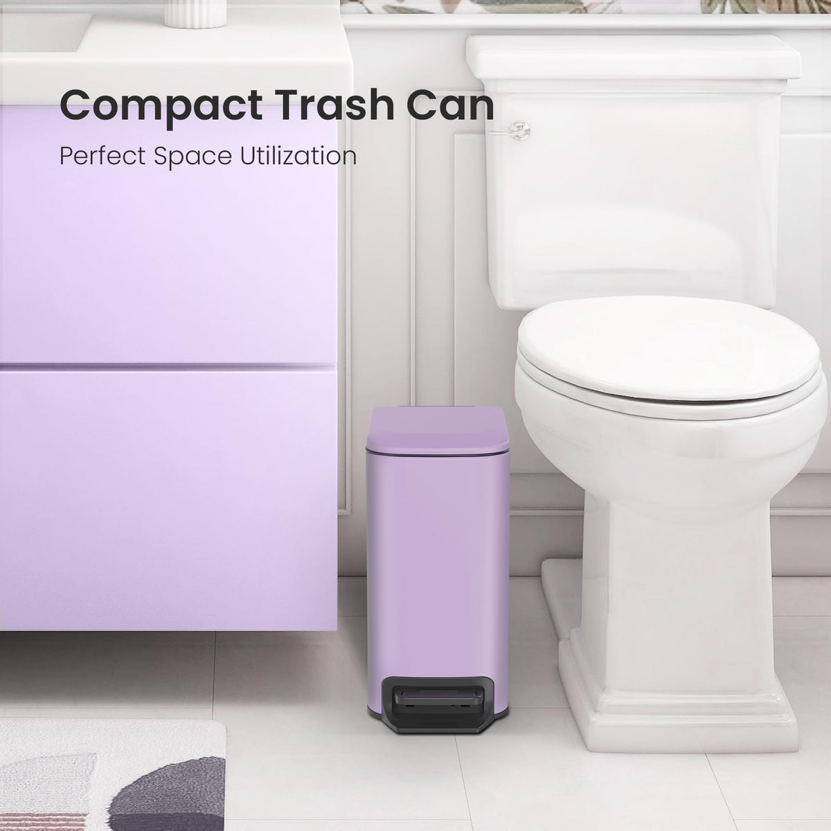 Cesun Small Bathroom Trash Can with Lid, 1.6 Gal, Soft Close, Matte Black