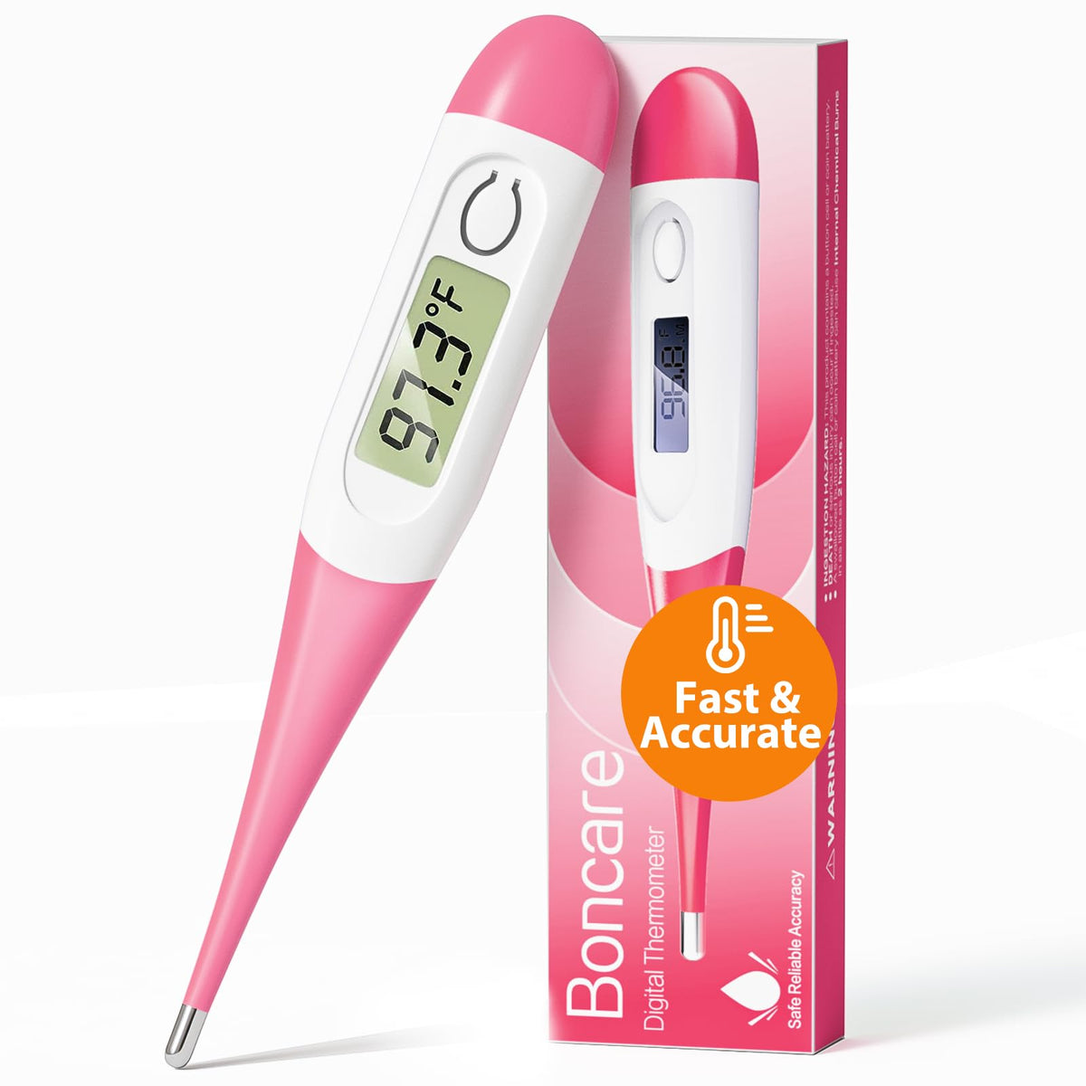 Boncare 10 Seconds Oral Thermometer for Adults and Kids, Light Blue
