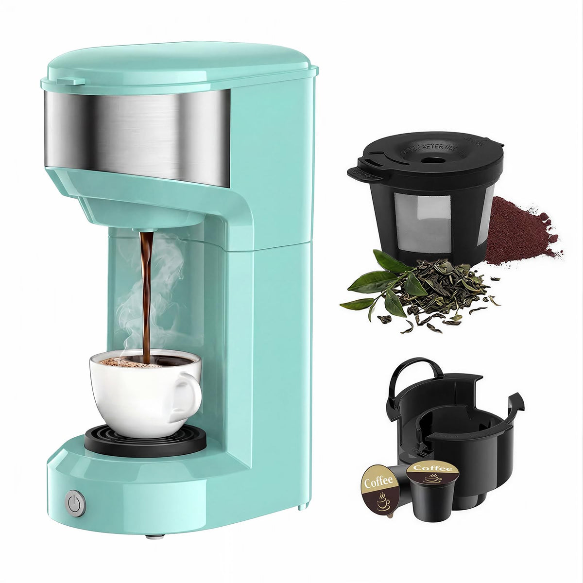 Single Serve Coffee Maker, Small K Pod&Ground Coffee Machine